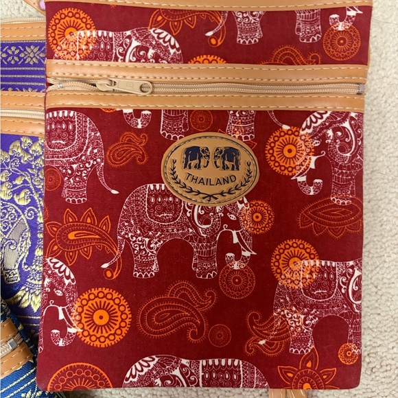 Elephant Print Crossbody Bag Set - Pink, Red, Blue, Purple Handmade In Thailand - Picture 3 of 8
